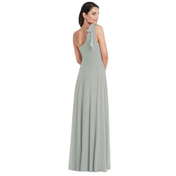 After Six Draped One Shoulder Maxi Dress Bow Scarf Size 12 NWOT $221 MSRP - Picture 3 of 10